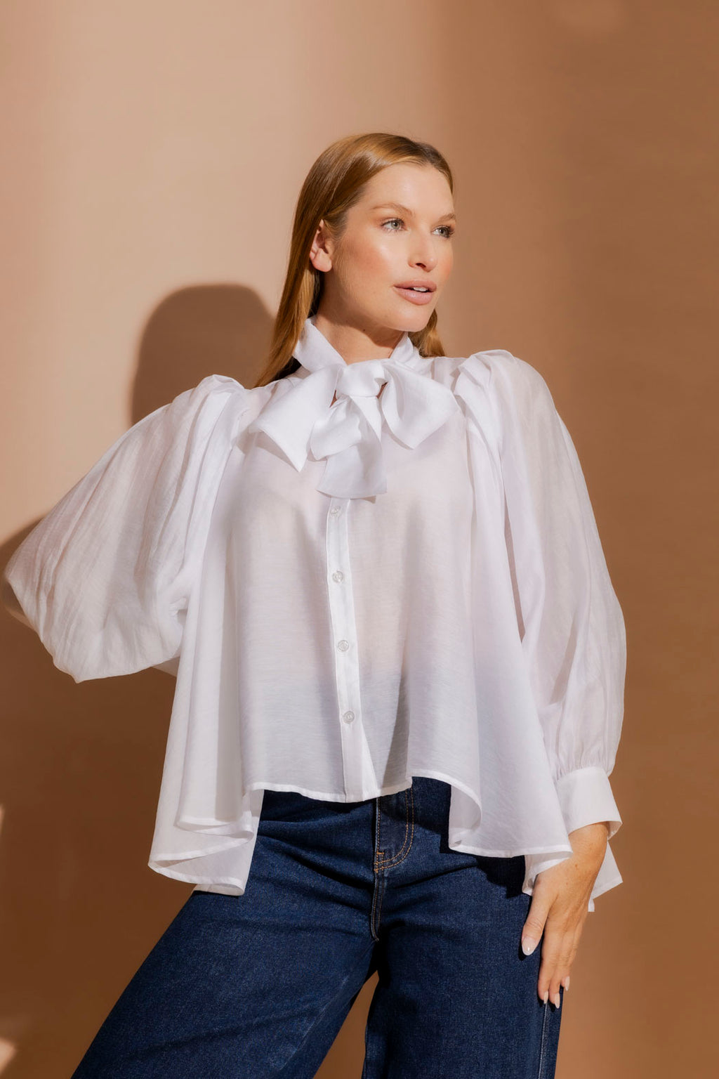 White Tencel/Linen Addy Blouse