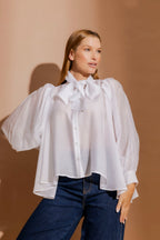 White Tencel/Linen Addy Blouse