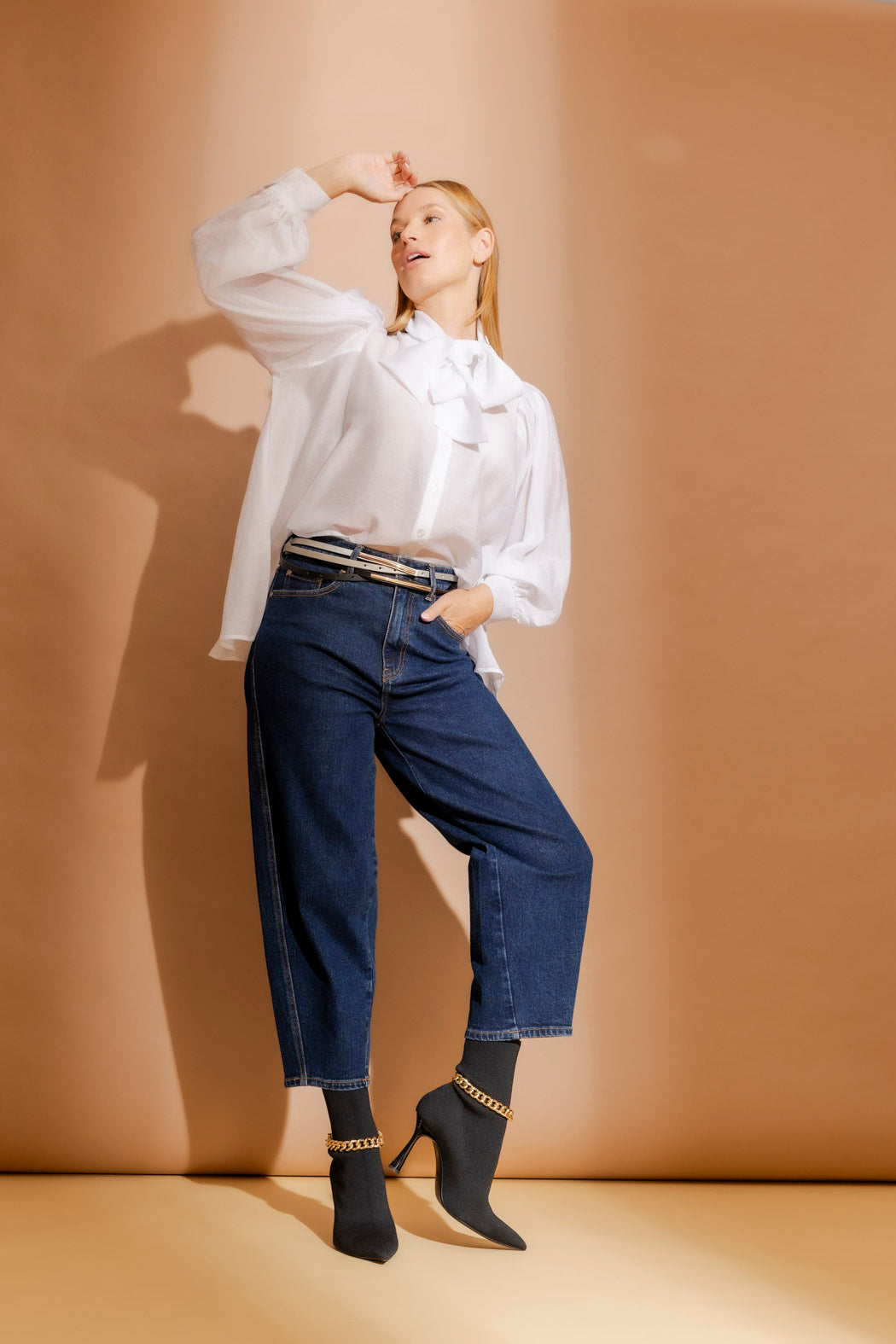 Dark Denim Barrel Jean Dark Denim