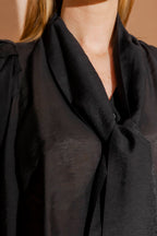 Black Tencel/Linen Full Sleeve Addy Blouse