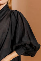 Black Tencel/Linen Full Sleeve Addy Blouse