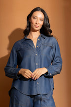 Dark Denim Tencel Asana Shirt Dark Denim