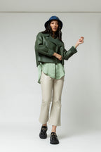 Khaki Vegan Shearling Jacket- Sale