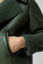 Khaki Vegan Shearling Jacket- Sale