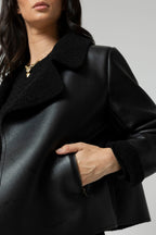 Black Vegan Shearling Jacket - Sale