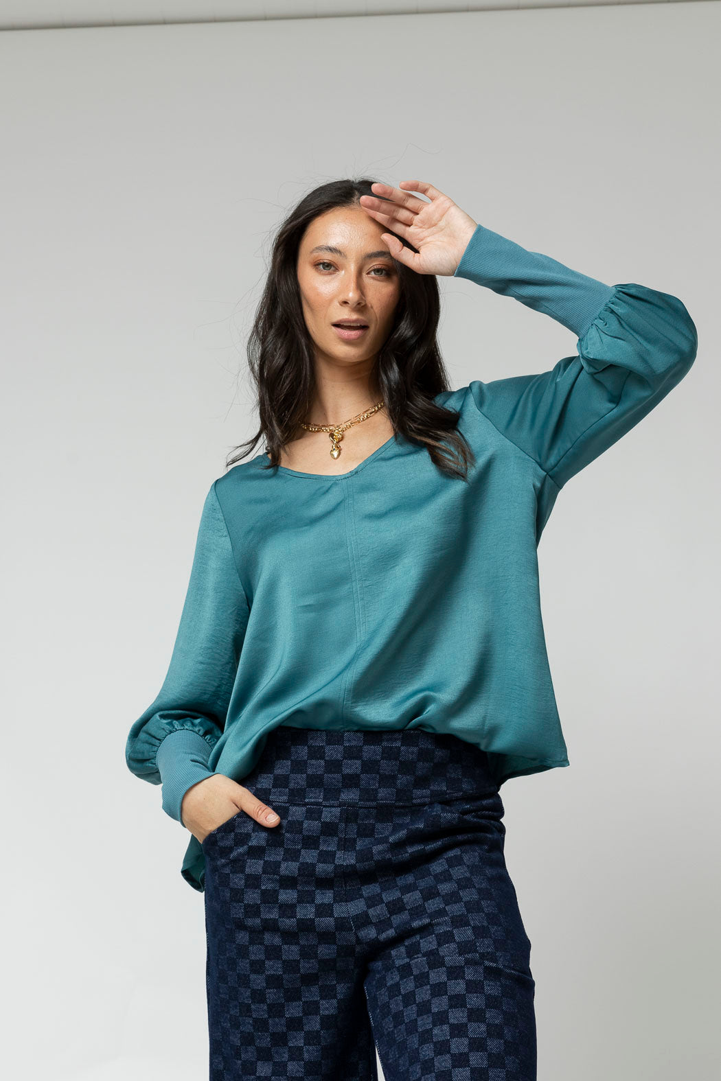 Teal Reversible Silky Top