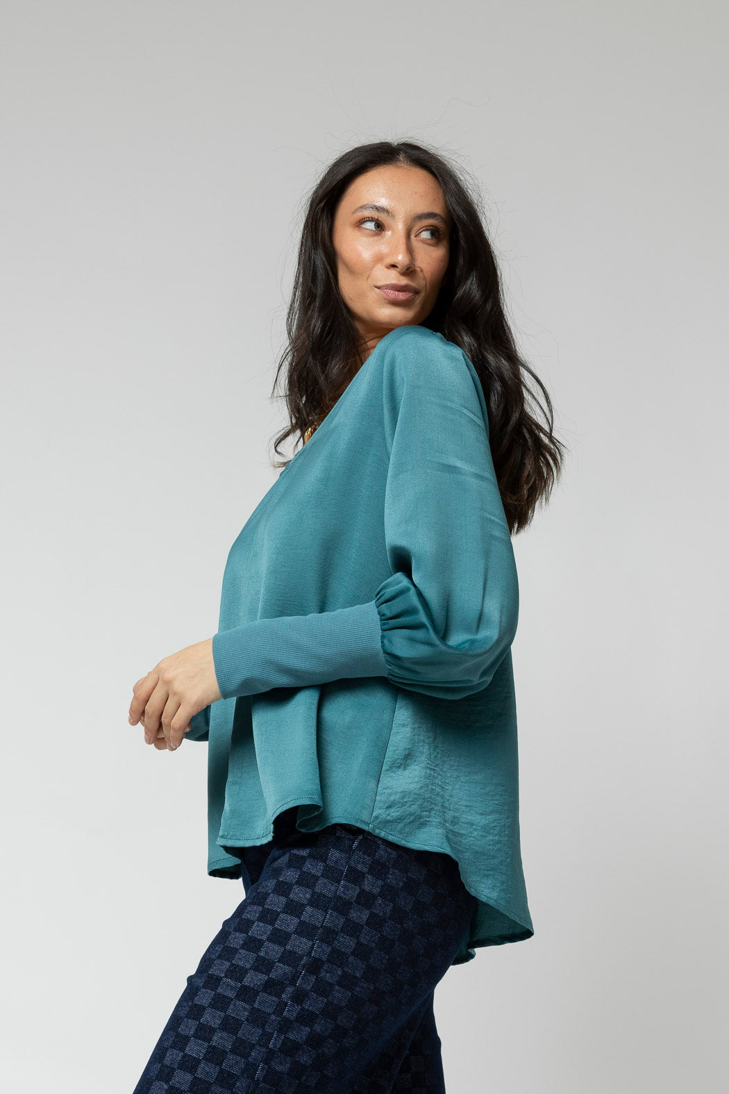 Teal Reversible Silky Top