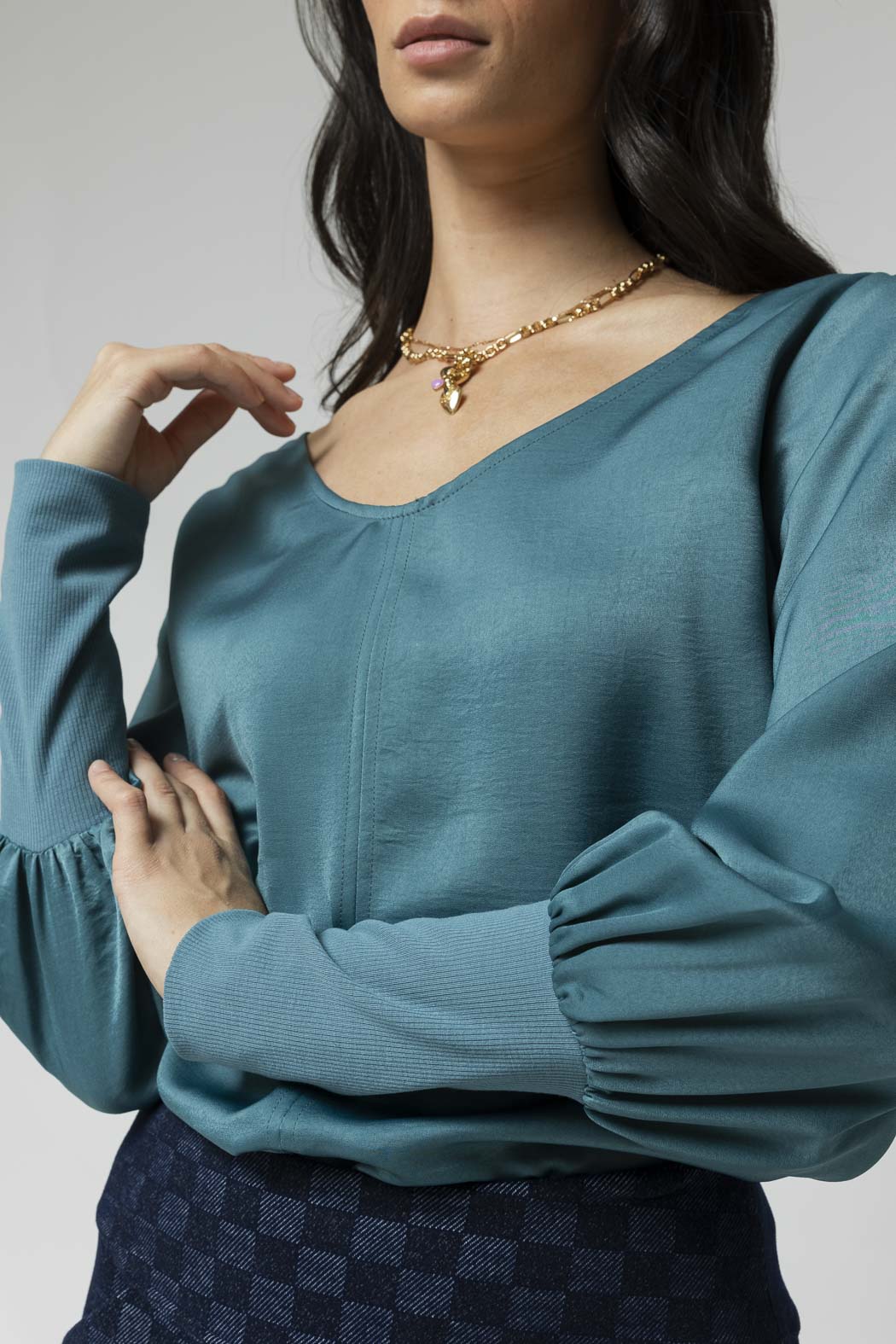 Teal Reversible Silky Top