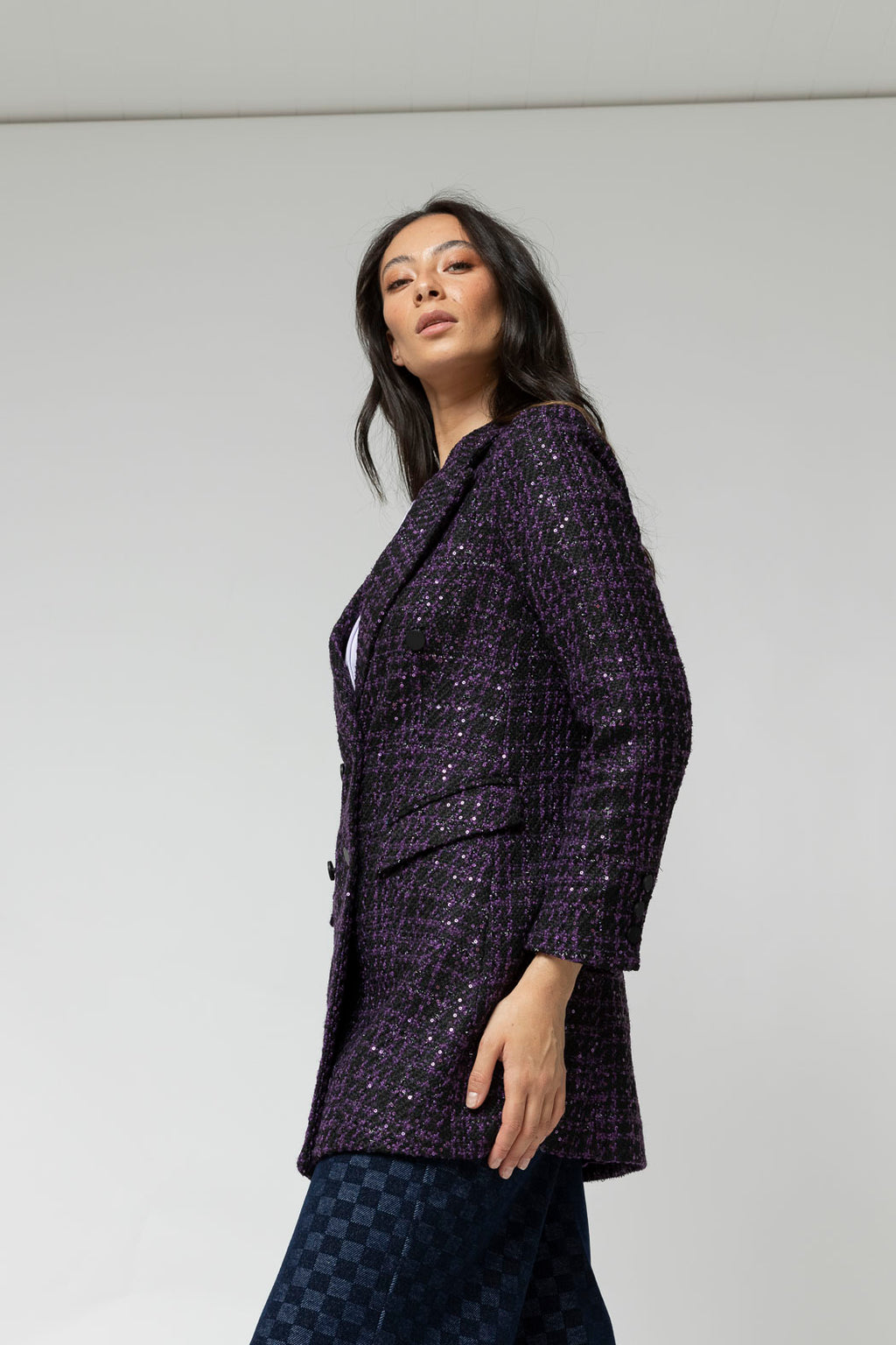 Black/purple Tweed Blazer- Sale