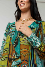 Jade Print Cascade Frill Shirt - Sale