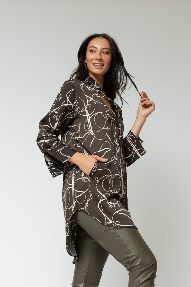 Taupe Pink Silky Blogger Pocket Tunic - Sale