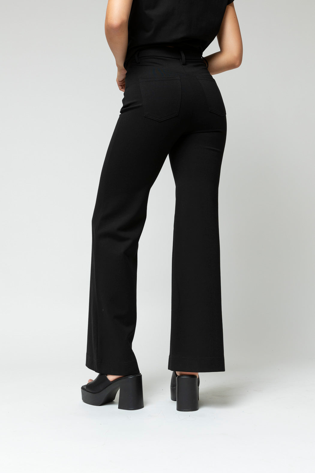 Ponte Wide Flare Black Pant - Final Sale