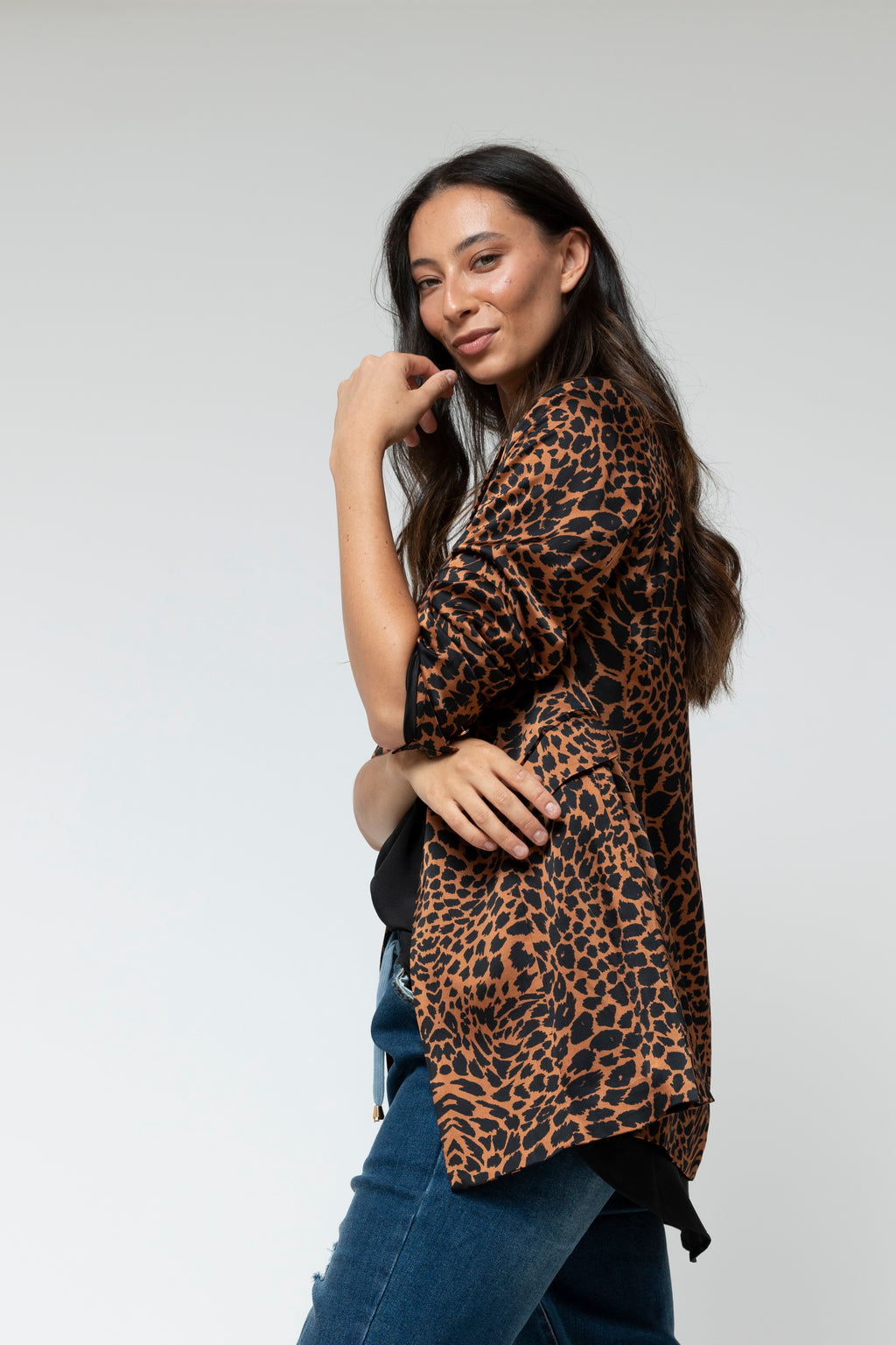Tan Animal Silky Blazer