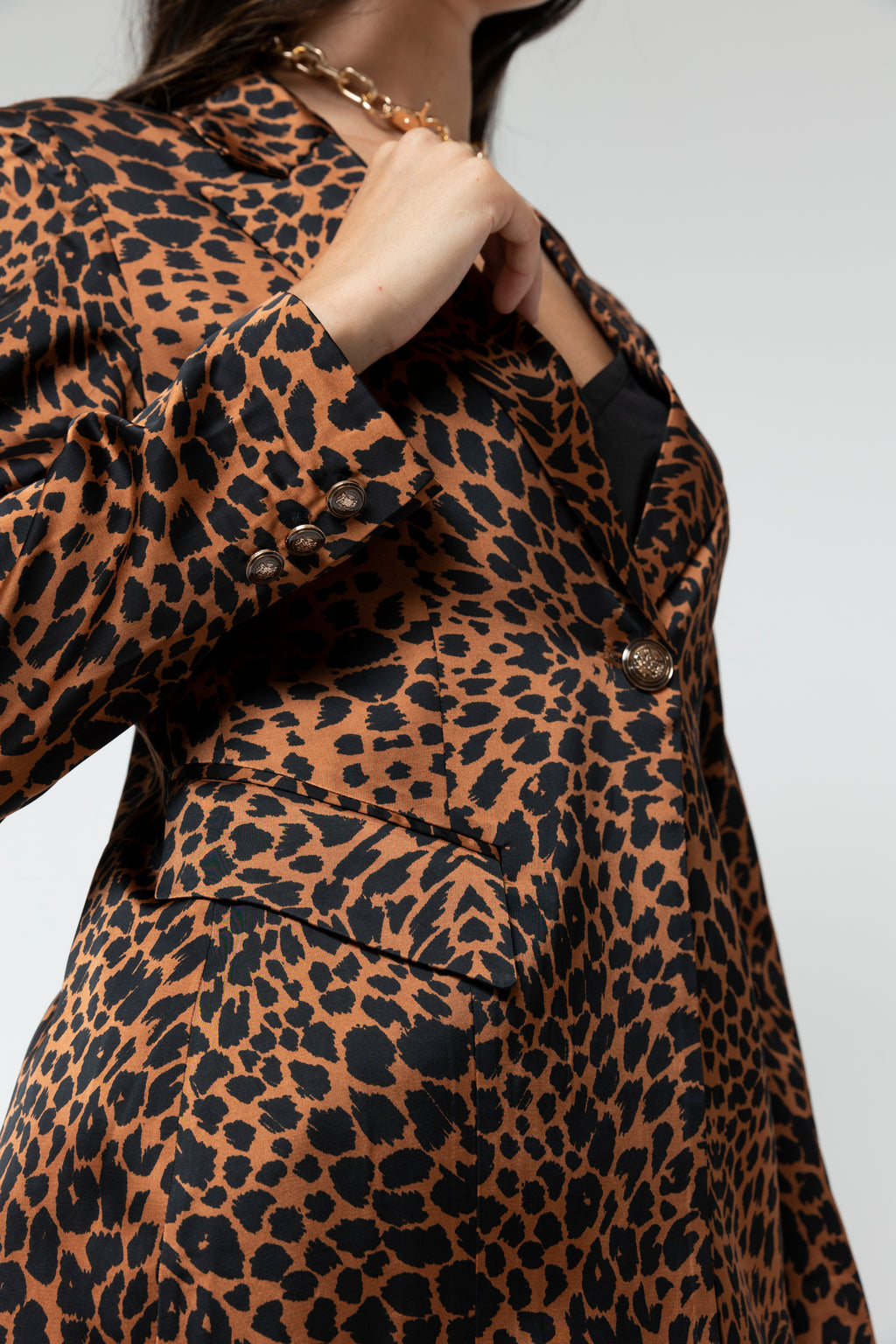 Tan Animal Silky Blazer