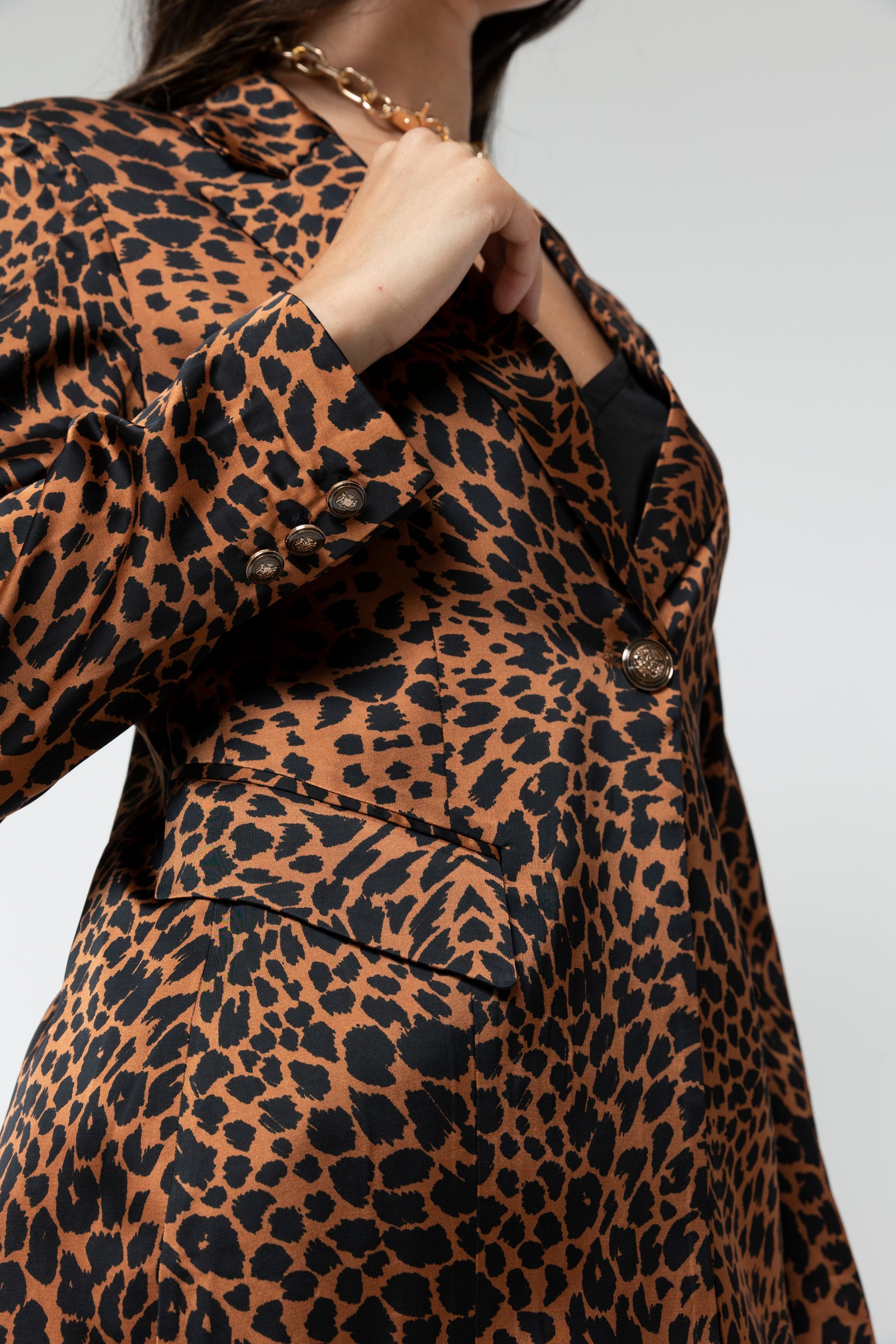 Tan Animal Silky Blazer