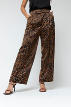 Tan Animal Silky Paperbag Pant - Final Sale