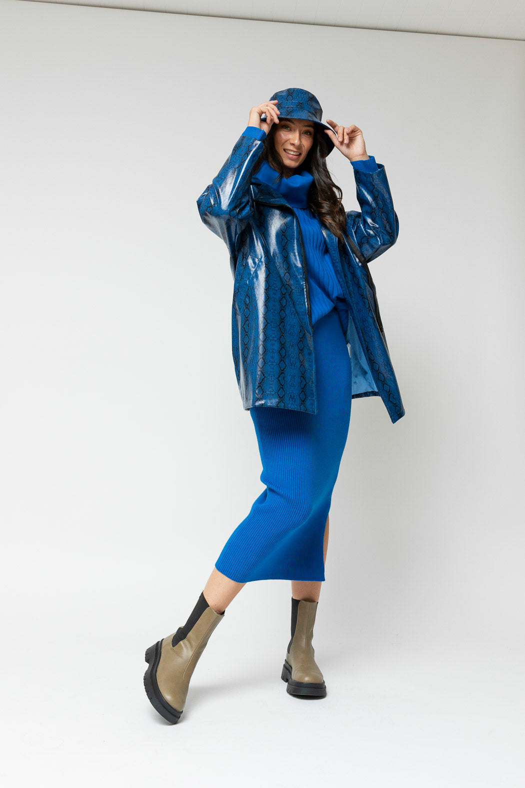 Cobalt Snake Raincoat - Sale