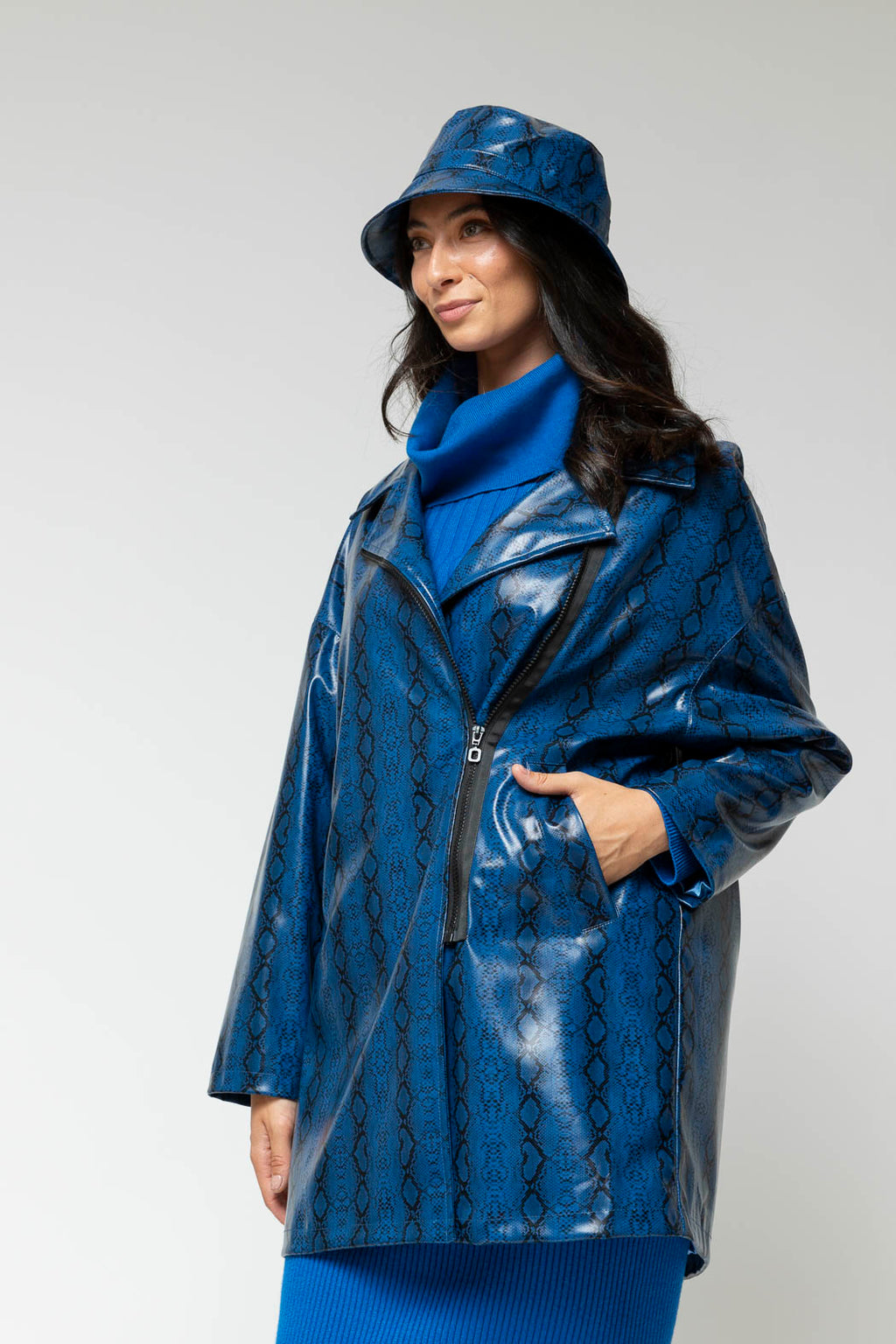 Cobalt Snake Raincoat - Sale