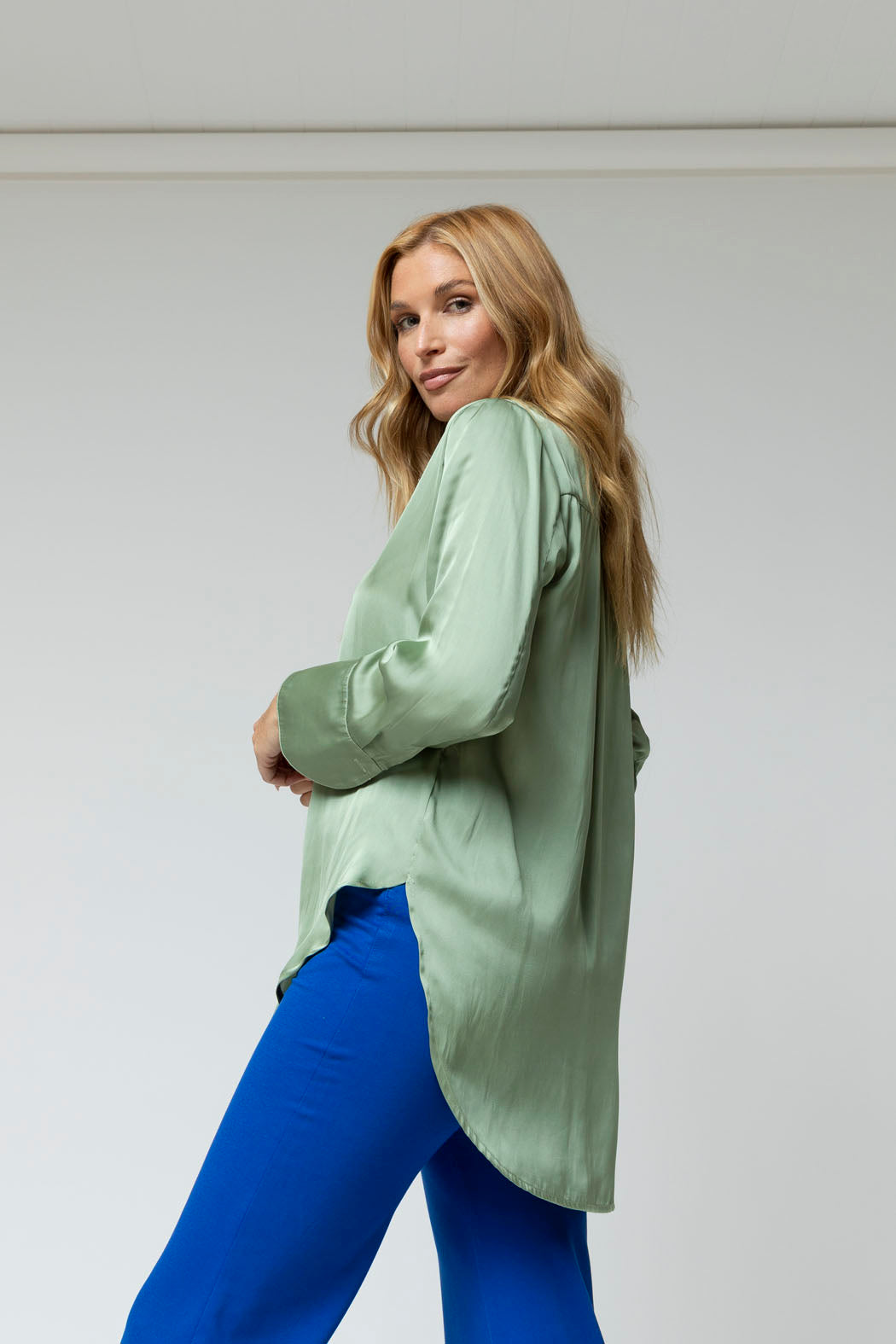 Mint Silky Blogger Shirt - Sale