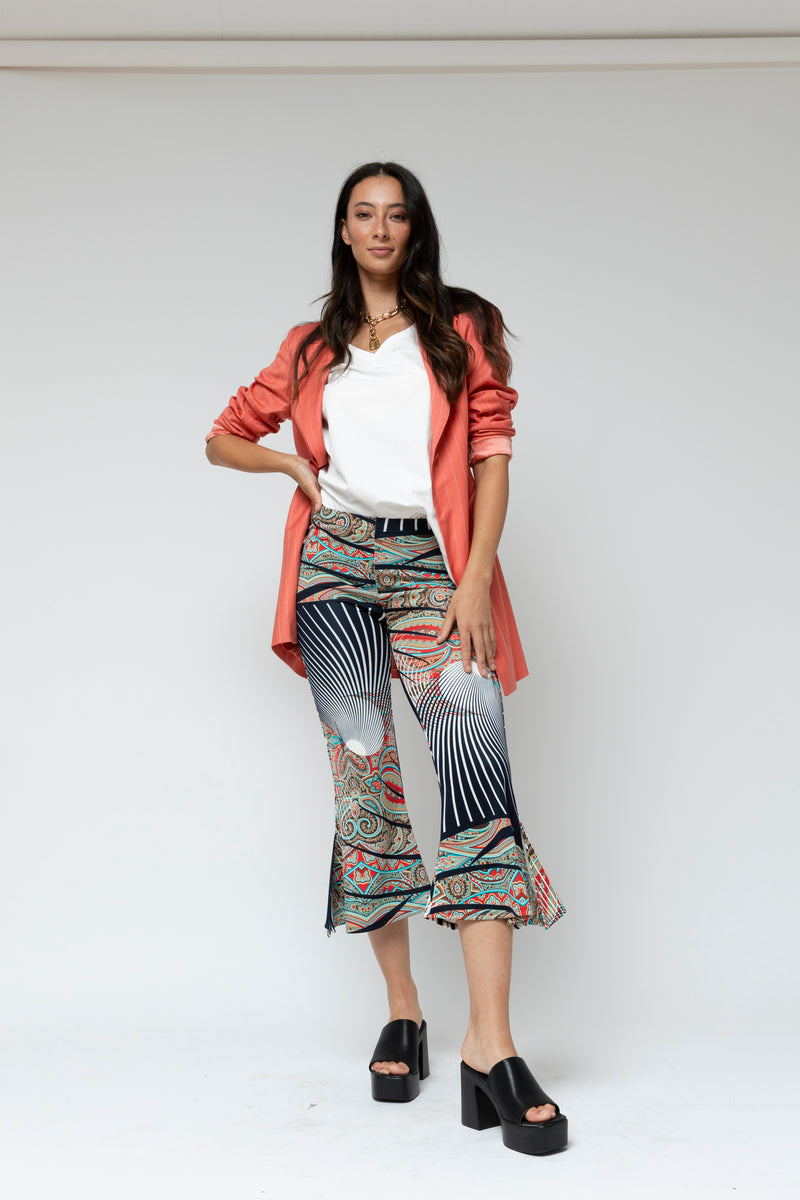 Print Superior Jersey Crop Flare Pant