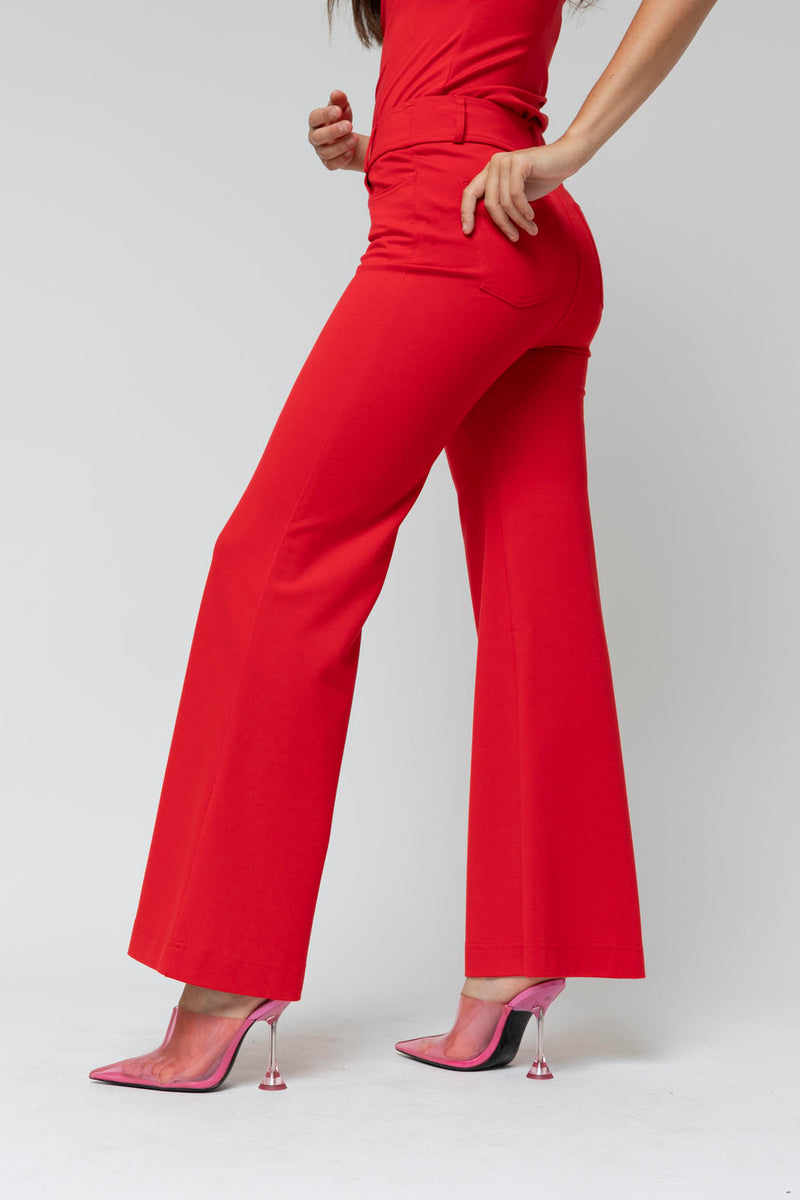 Red Ponte Wide Flare Pant - Sale
