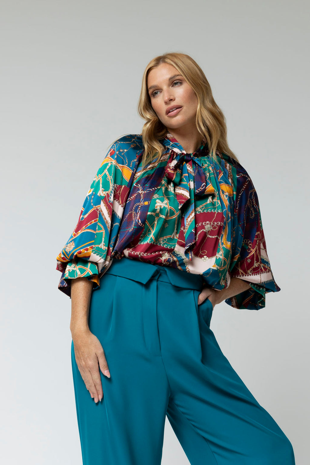 Teal Chains Victorian Blouse - Sale