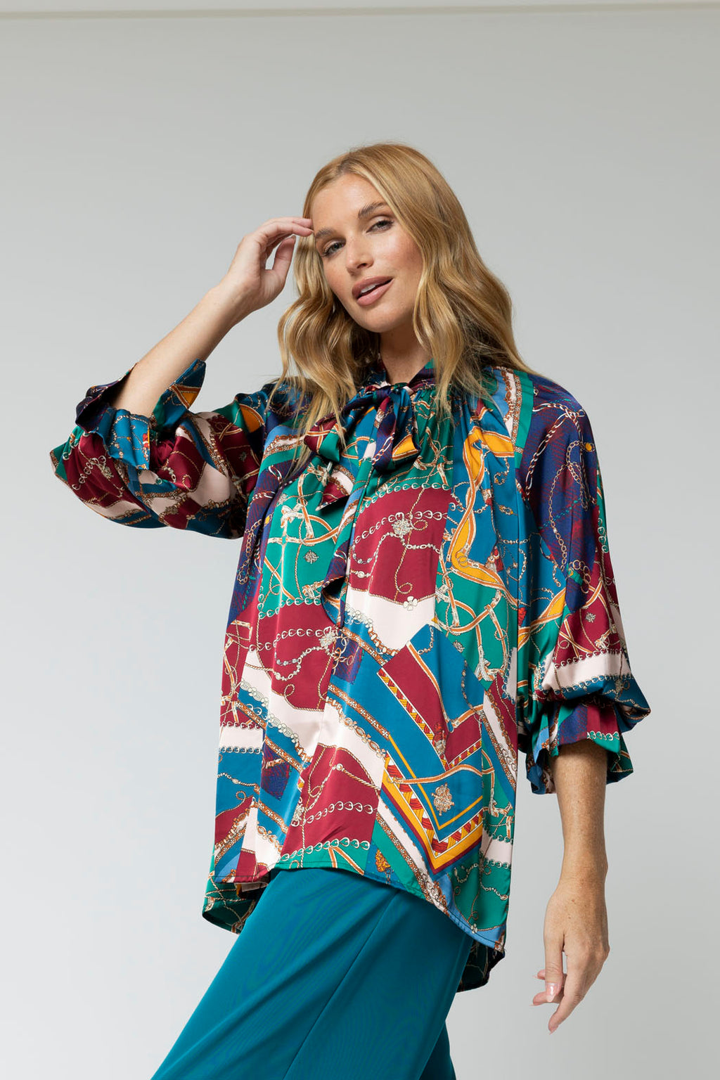Teal Chains Victorian Blouse - Sale