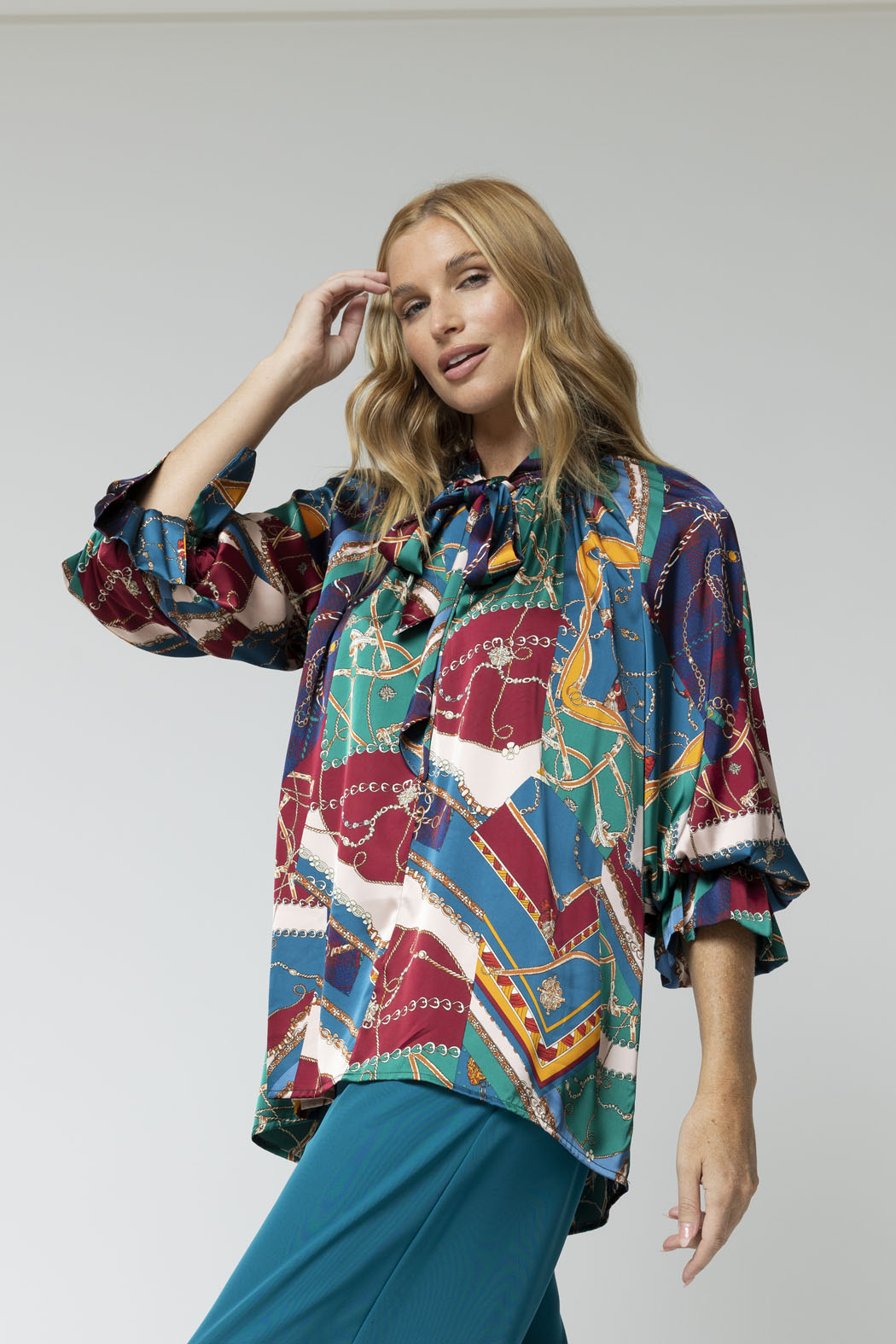 Teal Chains Victorian Blouse - Sale
