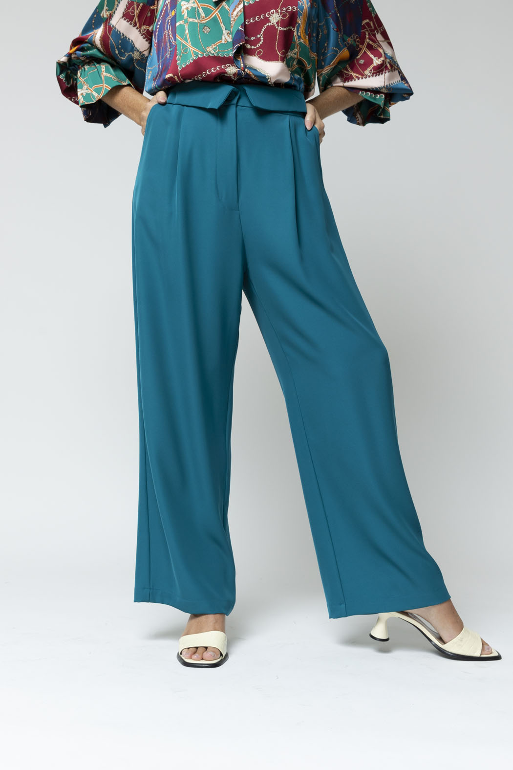 Teal Euro Paperbag Pant - Sale