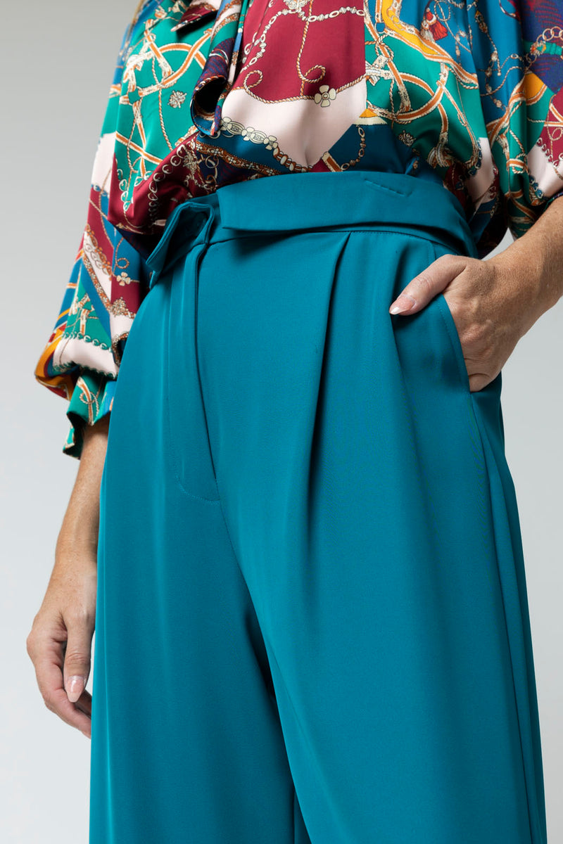 Teal Euro Paperbag Pant - Sale