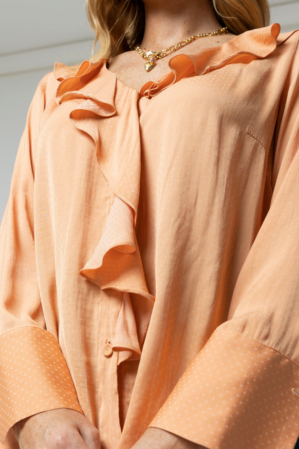 Peach Cascade Dobby Blouse - Final Sale