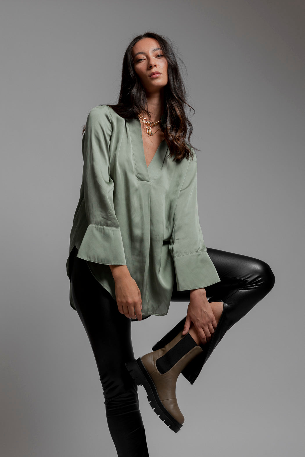 Mint Silky Blogger Shirt - Sale