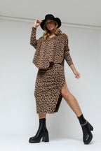 Tan Animal Jacquard V Neck Jumper - Sale