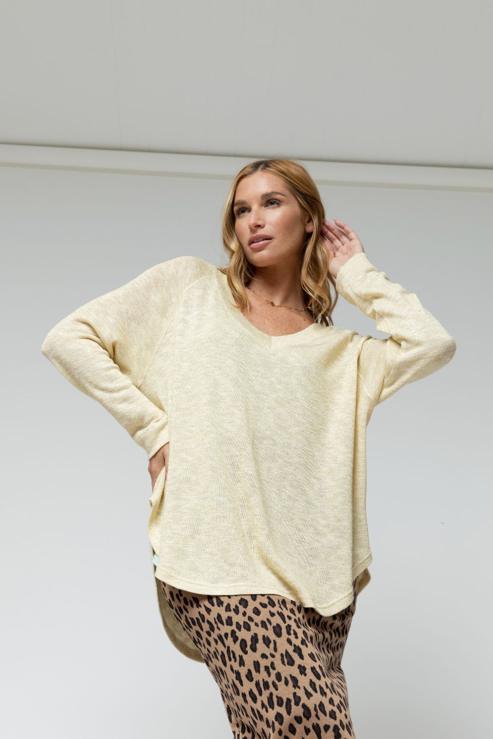 Ivory Sparkle V Top Jumper