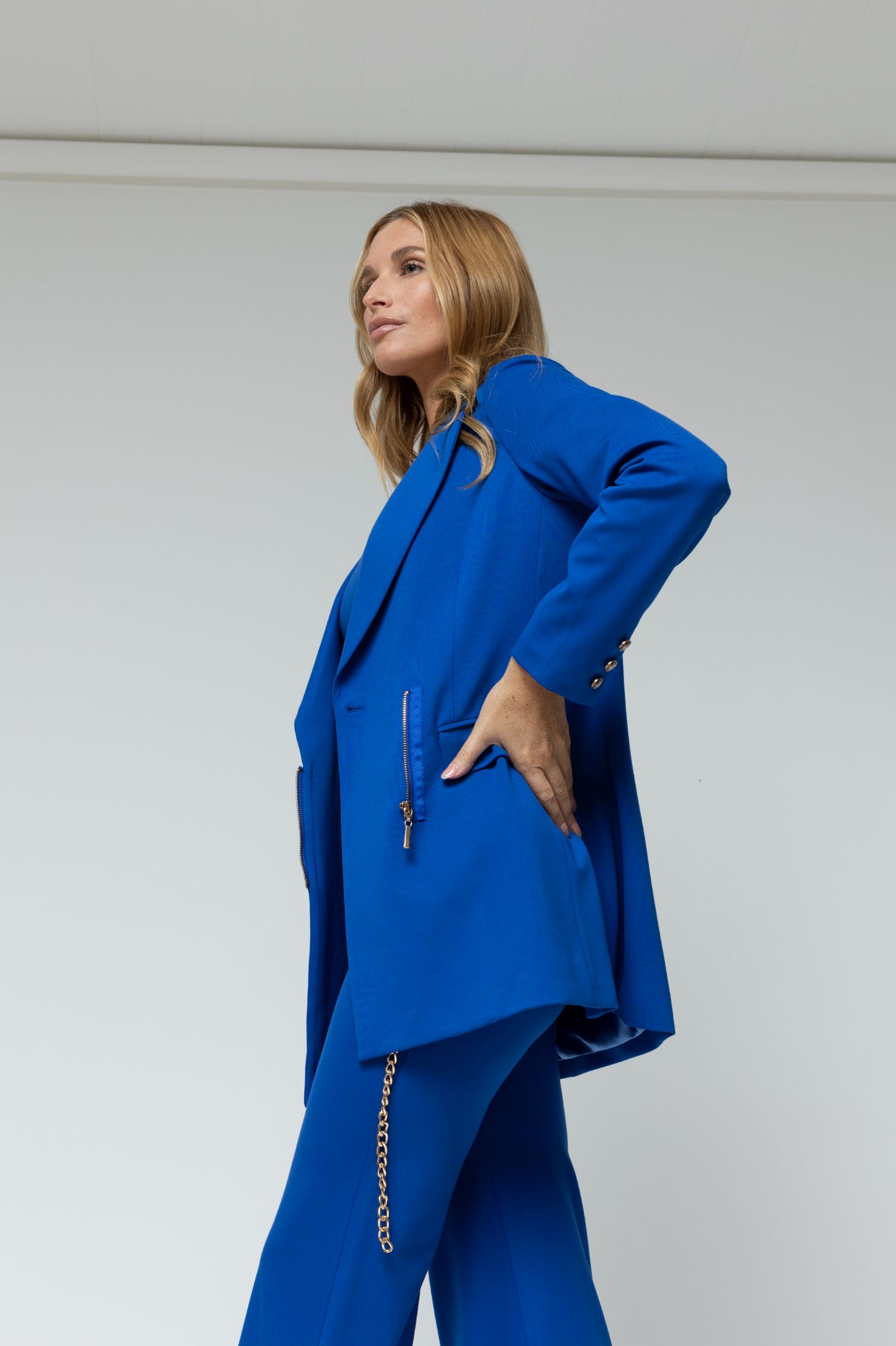 Bright Cobalt Ponte Zippy Blazer - Final Sale