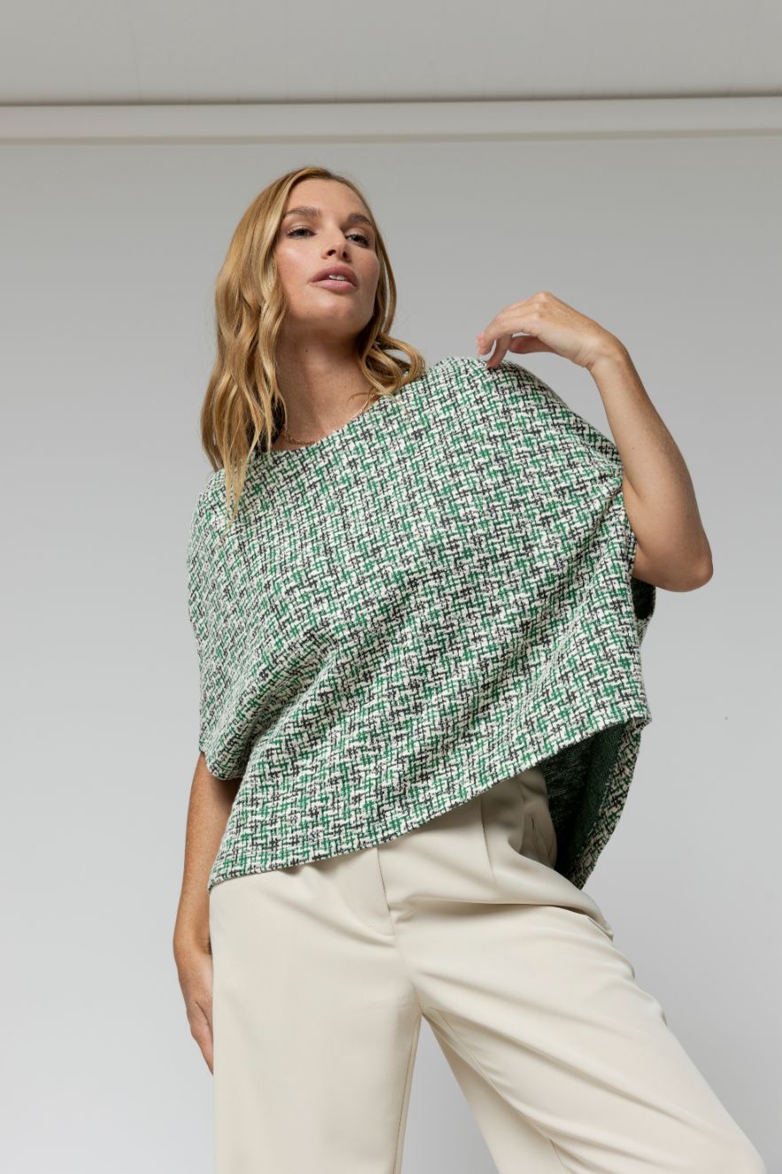 Green Tweed Cape Top