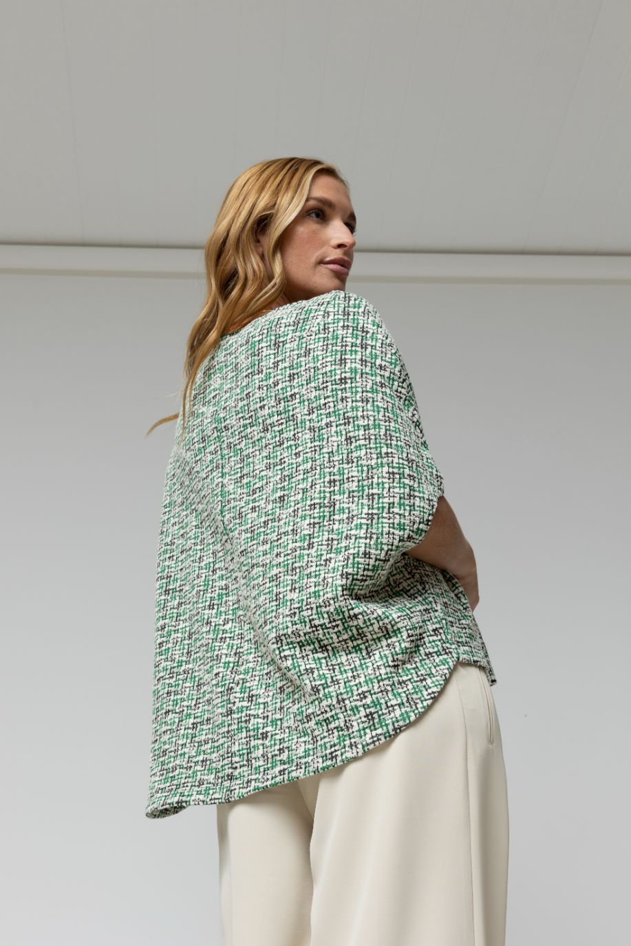 Green Tweed Cape Top
