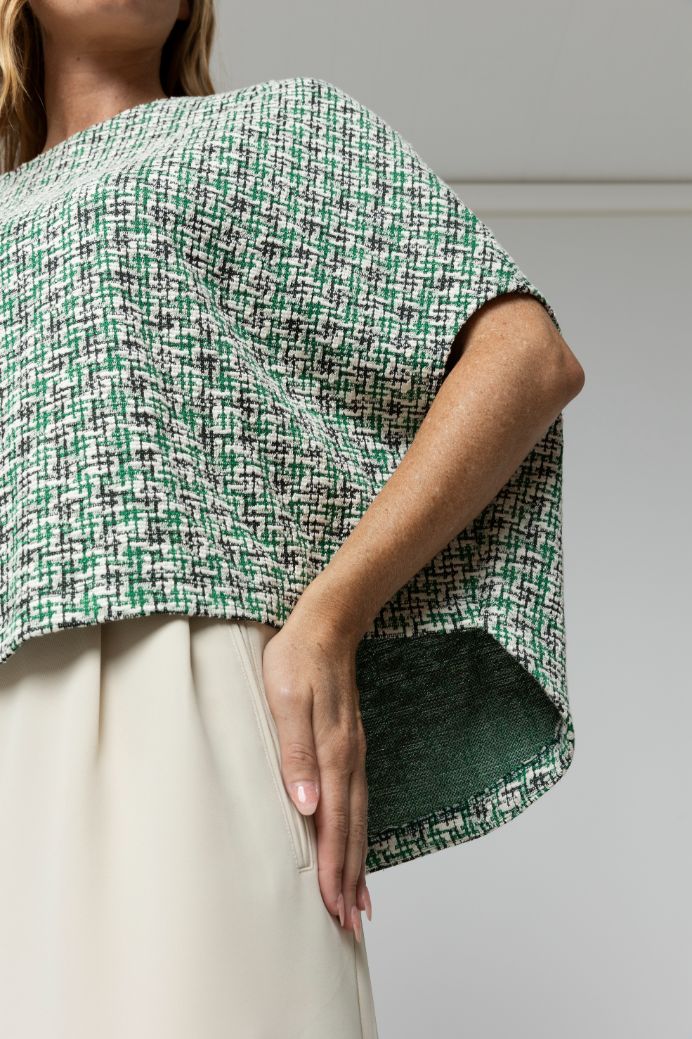 Green Tweed Cape Top