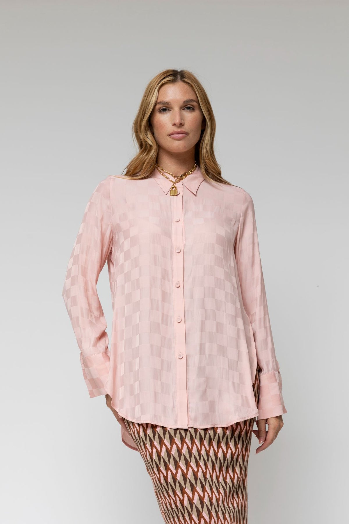 Peach Charlie Silky Shirt - Final Sale