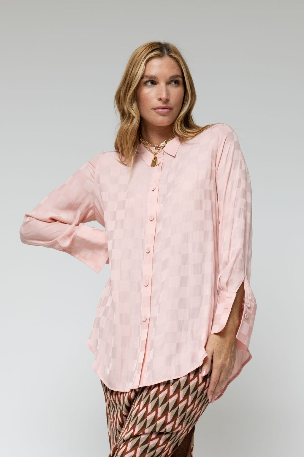 Peach Charlie Silky Shirt - Final Sale