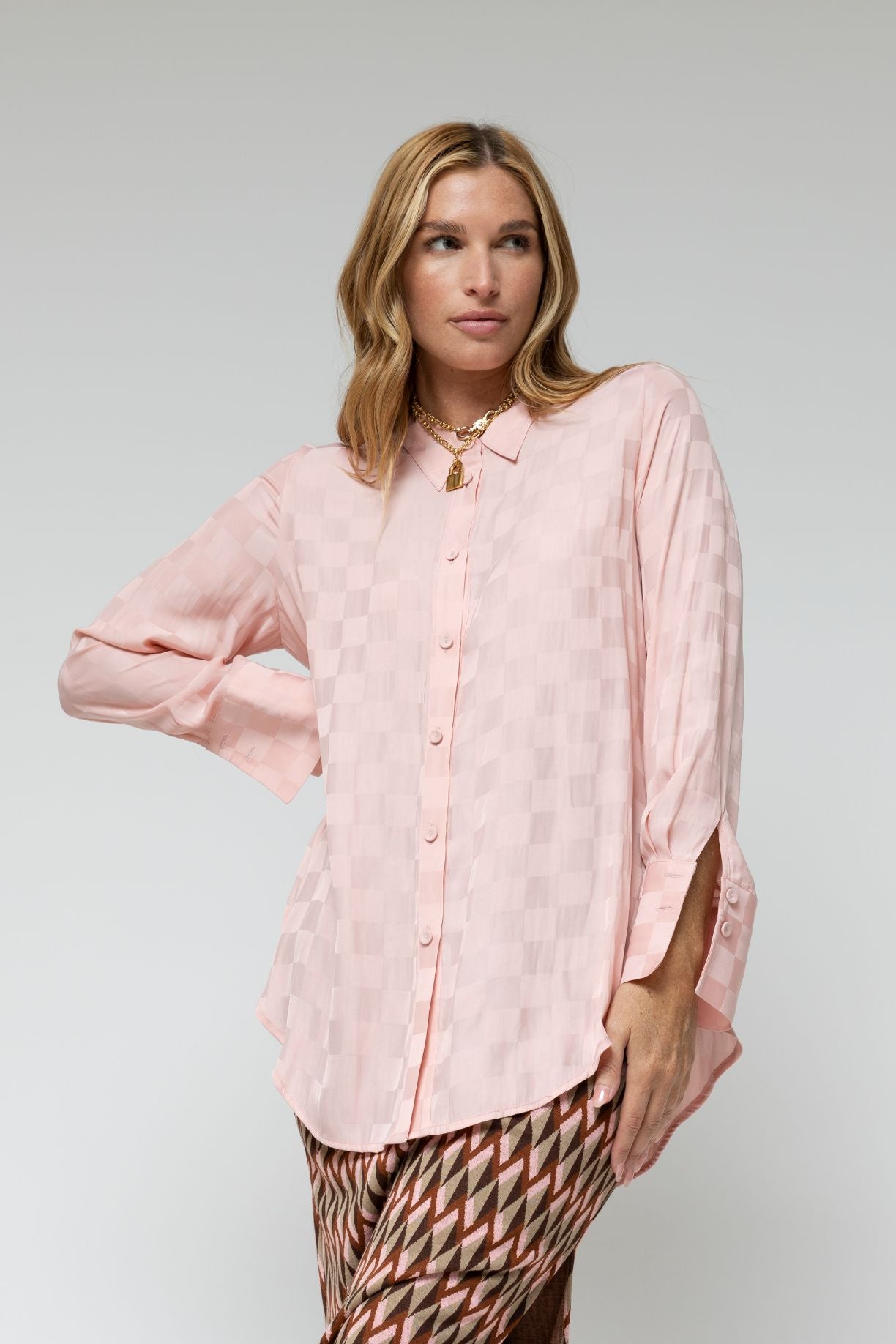 Peach Charlie Silky Shirt - Final Sale