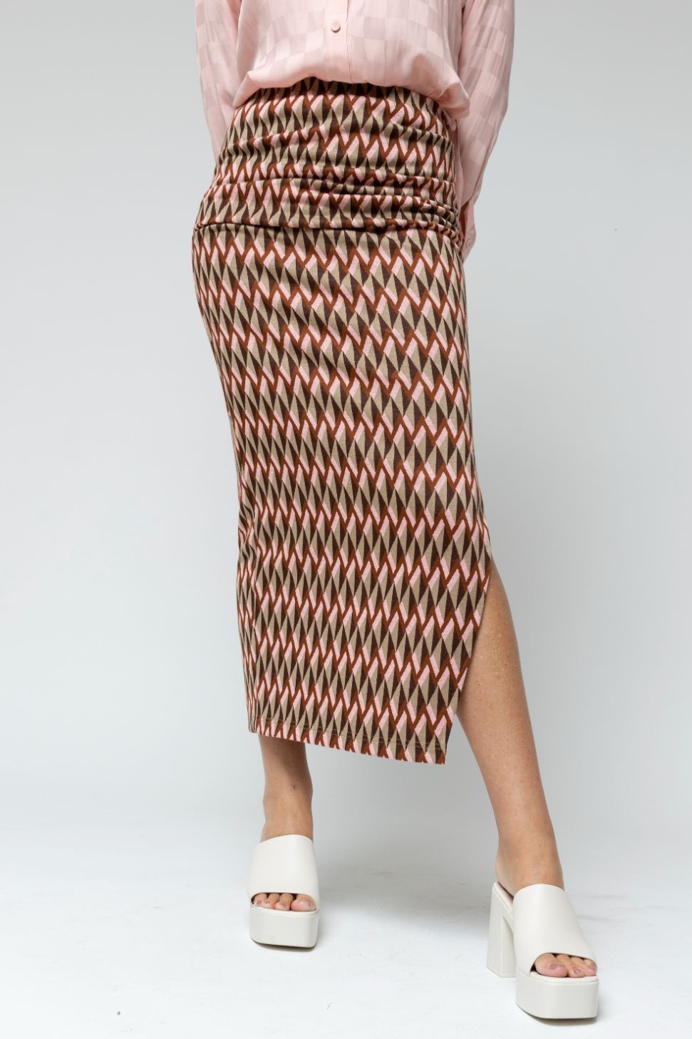 Geo Jacquard Split Skirt - Final Sale