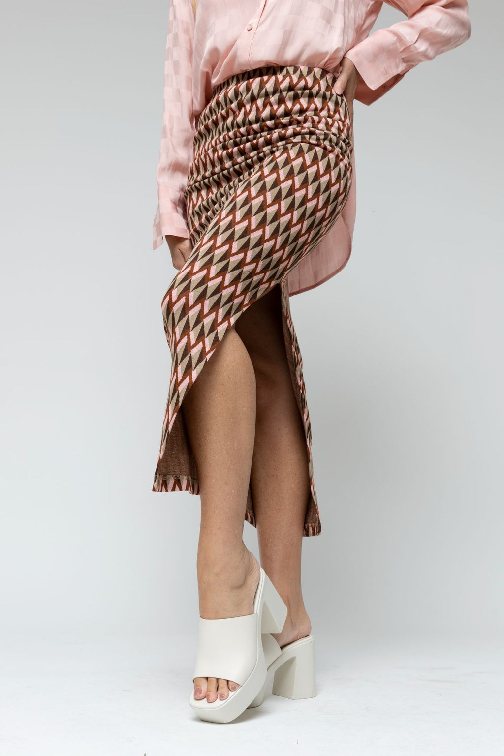 Geo Jacquard Split Skirt - Final Sale