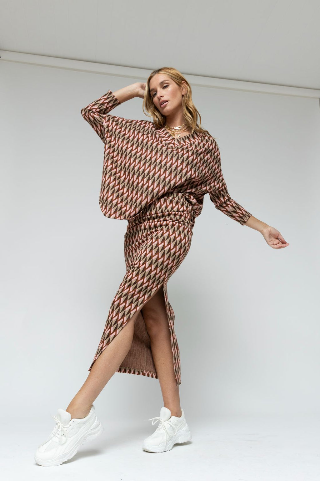 Geo Jacquard V Neck Jumper - Final Sale