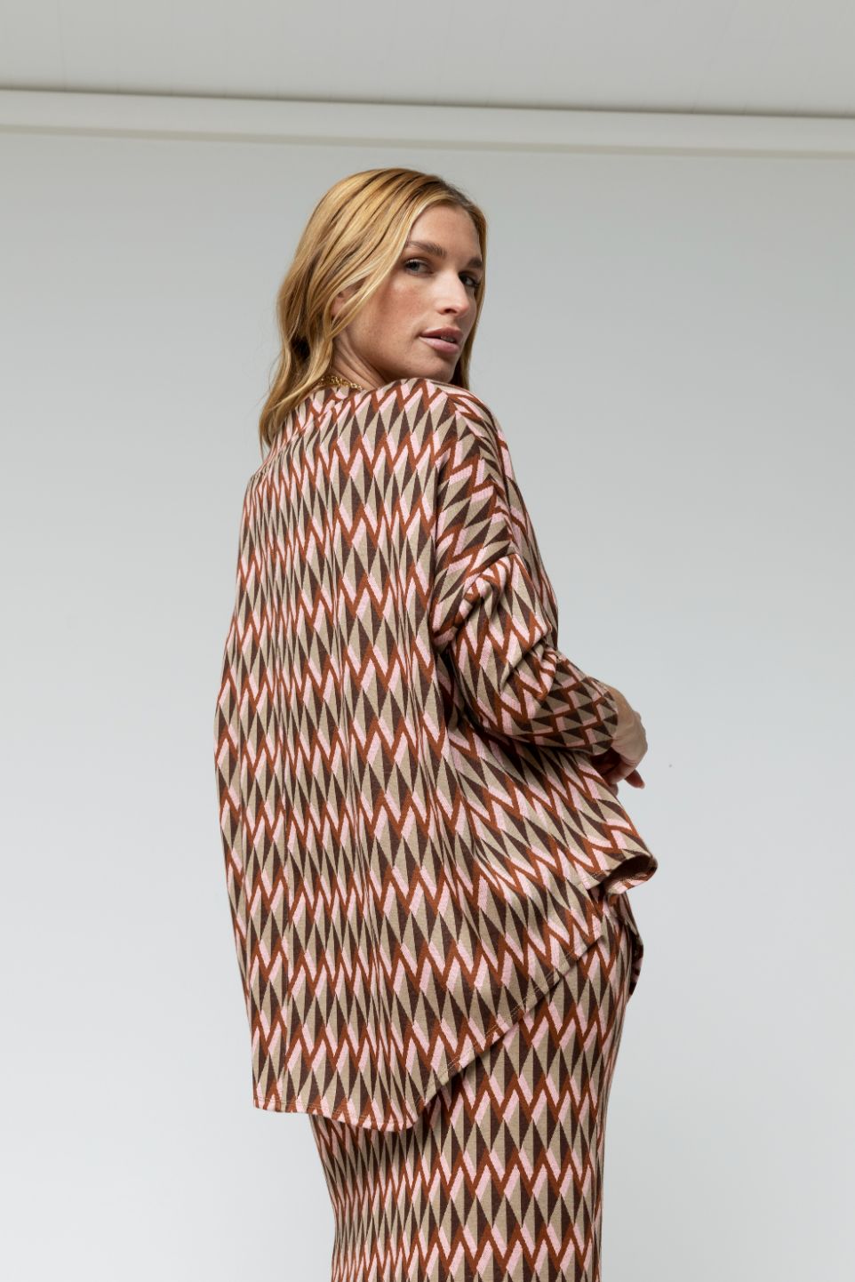 Geo Jacquard V Neck Jumper - Final Sale