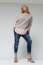 Pink Tweed Cape Top