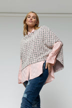 Pink Tweed Cape Top