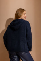 Navy Recycled Yarn Fluffy Hoodie Navy S