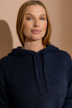 Navy Recycled Yarn Fluffy Hoodie Navy S