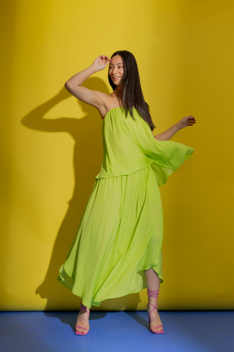 Neon Silky Strapless Top